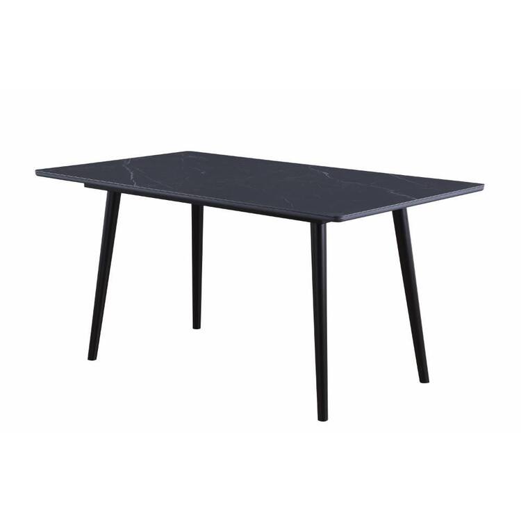 Benjara Aikya Black Stone Rectangle 35 in. 4 Legs Base Dining Table Seats 4
