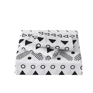 Black White Geometric Queen Microfiber Duvet Cover Set