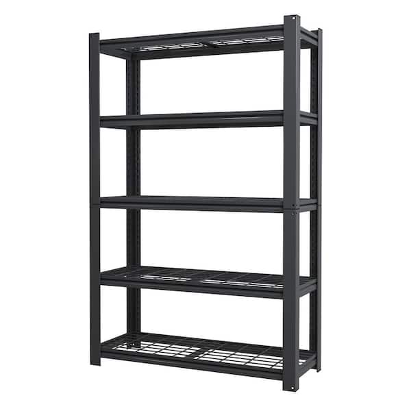 Tileon 5-Tier Heavy Duty Metal Storage Shelves, Easy to Assemble, Adjustable, Storage Shelves for Kitchen, Basements in Black