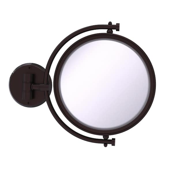 Allied Brass 8 in. x 10 in. Round Wall Mounted Make-Up Mirror 2X Magnification in Antique Bronze