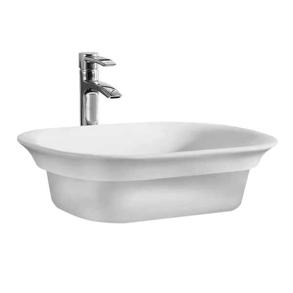 FINE FIXTURES Modern White Vitreous China Round Vessel Sink