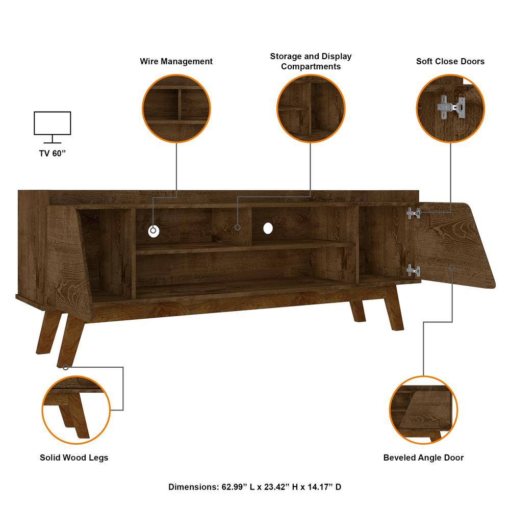 Marcus Rustic Brown Mid-Century Modern TV Stand with Cabinet