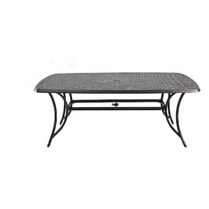 Outdoor Patio Rectangle Cast 72 in. Aluminum Dining Classic Pattern Table with Umbrella Hole