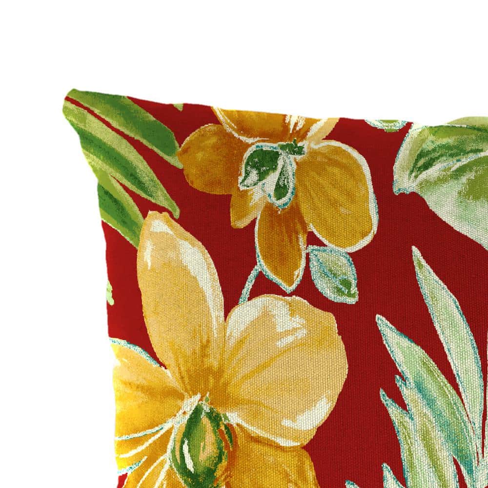 Beachcrest Poppy Red Floral Rectangular Outdoor Lumbar Pillows Set