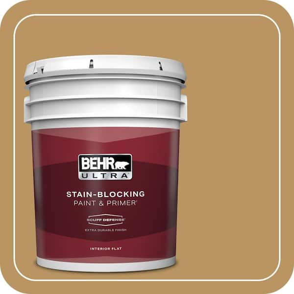 BEHR ULTRA 5 gal. #S300-5 Spiced Mustard Extra Durable Flat Interior Paint & Primer