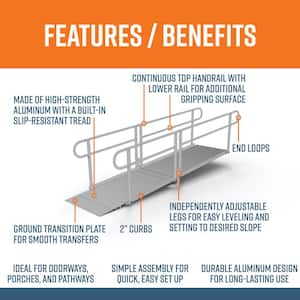 PATHWAY 10 ft. Straight Aluminum Wheelchair Ramp Kit with Solid Surface Tread and 2-Line Handrails