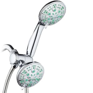 Antimicrobial 30-Spray 4 in. High Pressure 3-Way Dual Shower Head and Handheld Shower Head Combo in Chrome