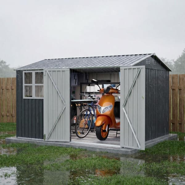 Ridstar 10 ft. W x 8 ft. D Metal Shed with Clear Window & Lockable