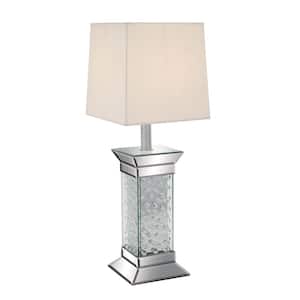 30 in. Silver Glass Mirrored Task and Reading Table Lamp