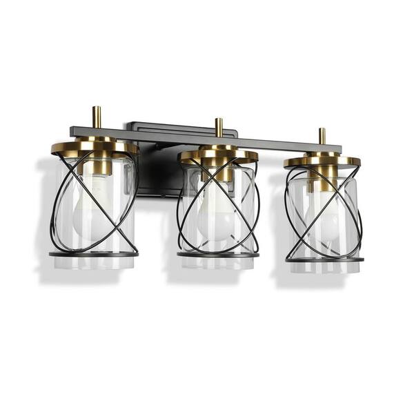 Reviews for BICIK 20.4 in. 3Light Black Gold Bathroom Vanity Light