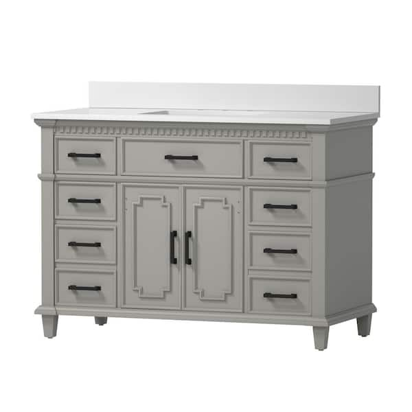 WELLFOR 48 in. W x 22 in. D x 38 in. H Bath Vanity Cabinet in Gray with ...