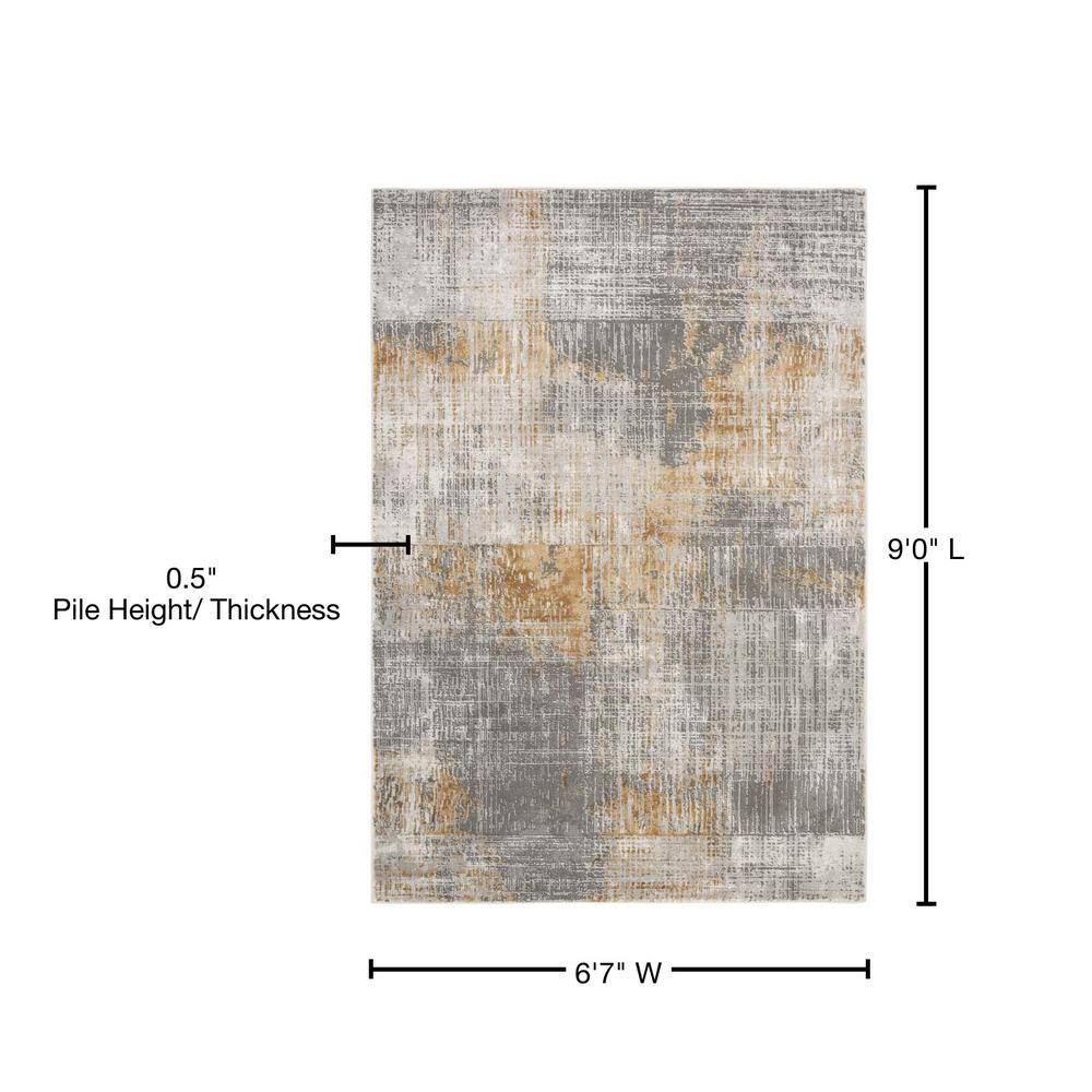 Abstract Swirls Easy-Care Synthetic Area Rug, Grey/Beige, 6'7" x 9'