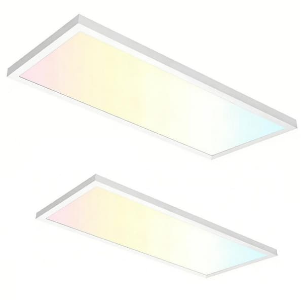 2-Pack 1 x 2 ft. 24-Watt White LED Flat Panel Lights, Edge-Lit Ceiling Light Fixtures, Flush Mount for Kitchen Garage