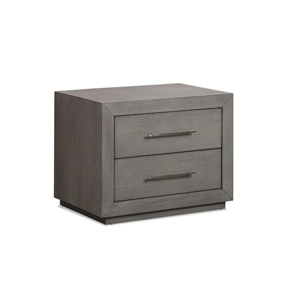 Benjara Gray 2-Drawer 28 in. Wooden Nightstand