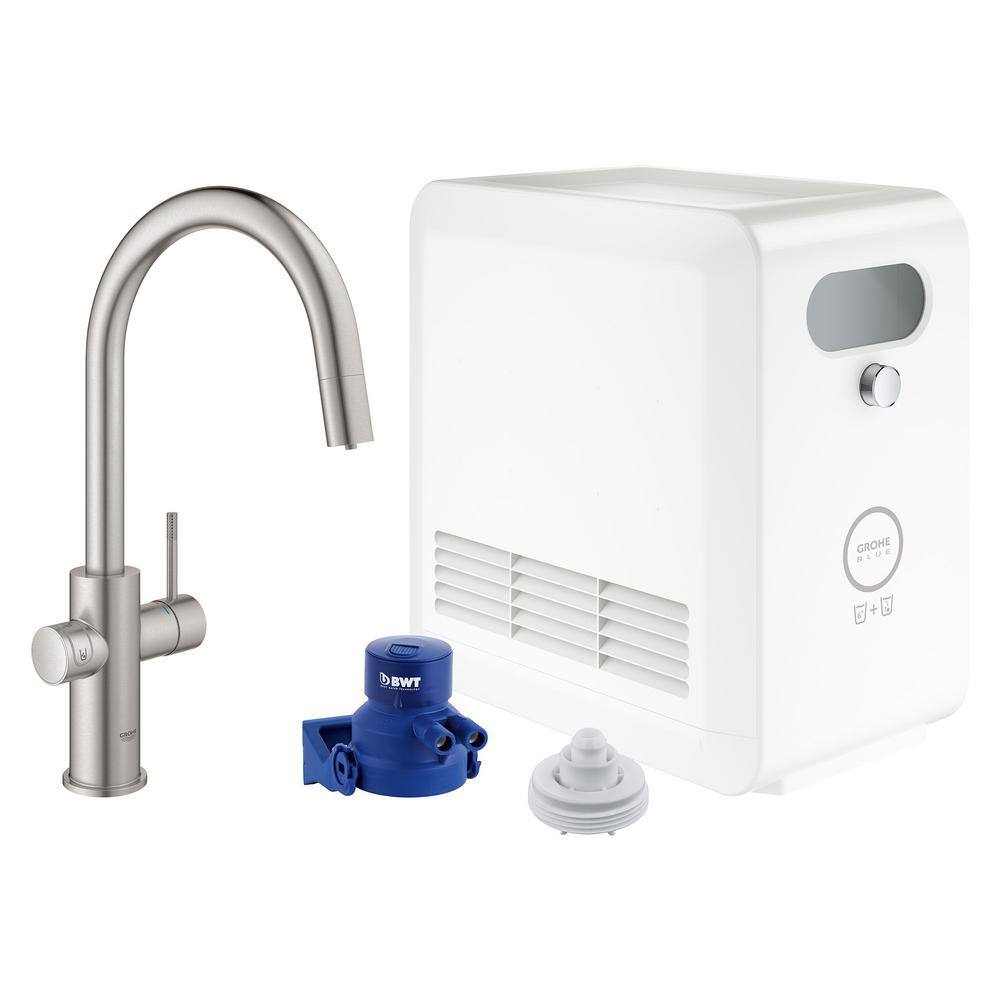 Modern 16" Stainless Steel Pull-Out Spray Kitchen Faucet