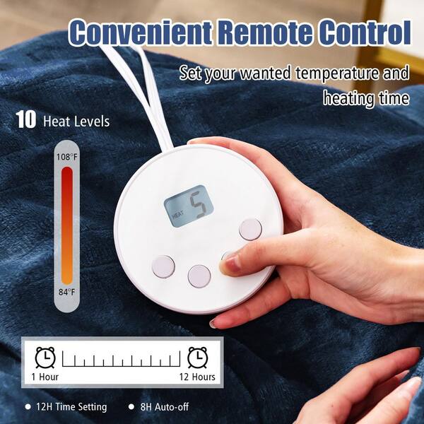 Gymax 62 in. x 84 in. Heated Electric Blanket Timer Blue Twin Size Heated  Throw Blanket GYM10473 - The Home Depot