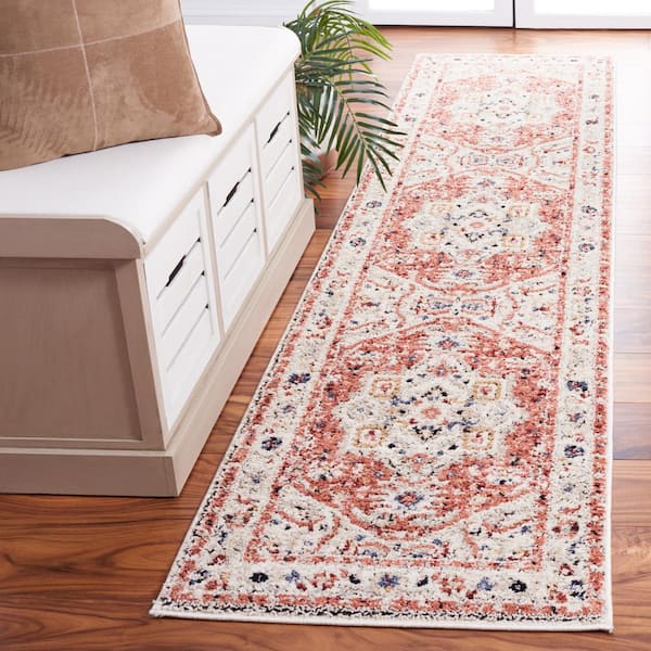 Luna Beige 2 ft. x 9 ft. Border Ornate Runner Rug