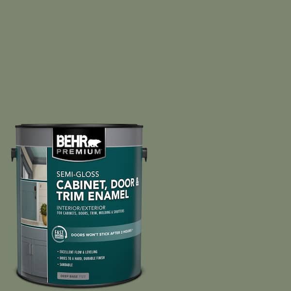 BEHR PREMIUM 1 gal. #SC-126 Woodland Green Semi-Gloss Enamel Interior/Exterior Cabinet, Door & Trim Paint