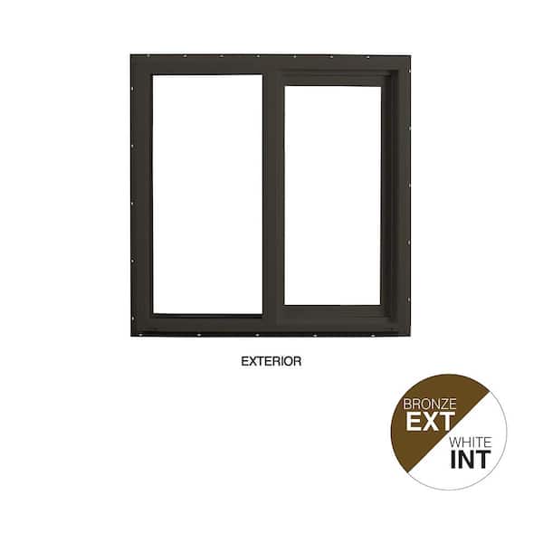 Ply Gem 47.5 in. x 47.5 in. Select Series Vinyl Horizontal Sliding Left Hand Bronze Window with White Int, HP2+ Glass and Screen