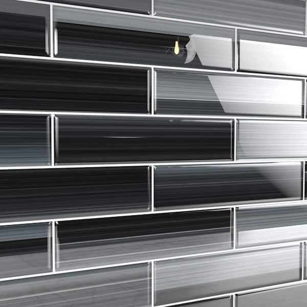 Bodesi Late Night 3 In X 12 In Glass Tile For Kitchen Backsplash And Showers 10 Sq Ft Per Box Hpt Ln 3x12 The Home Depot