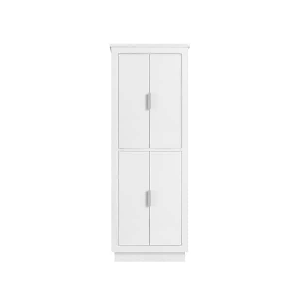Avanity Allie 24 in. W x 16 in. D x 65 in. H Floor Cabinet in White with Silver Trim