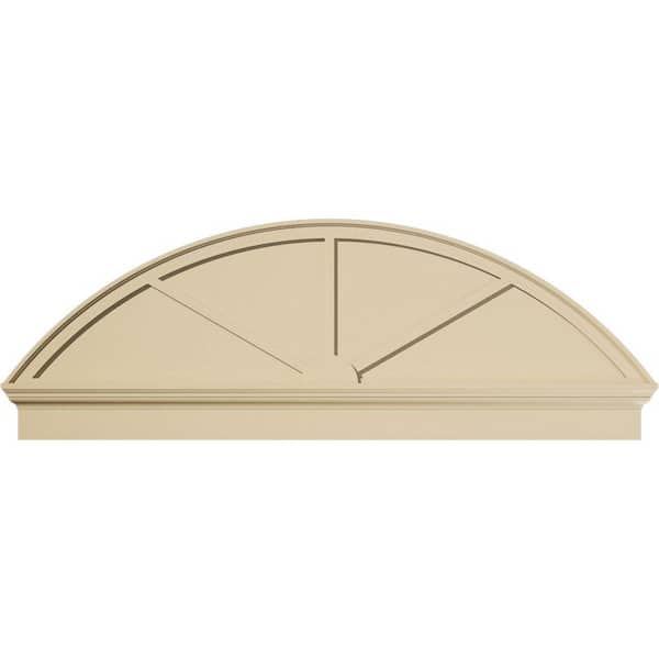 Ekena Millwork 66 in. W x 23-3/8 in. H x 2-3/4 in. P Segment Arch 3 Spoke Signature Urethane Combination Pediment, Primed Tan