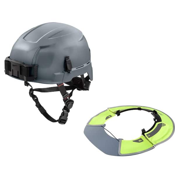 BOLT Gray Type 2 Class E Non-Vented Safety Helmet W/BOLT Tinted Brim High Visibility Visor with 360-Degree UV Protection