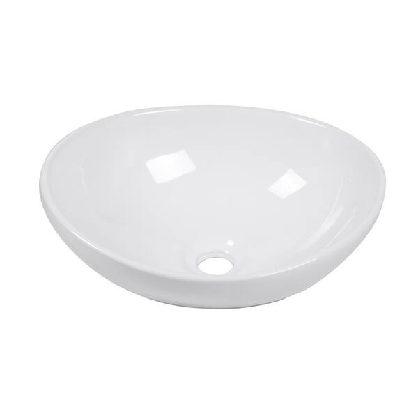 JimsMaison White Ceramic Oval Vessel Sink JMLDBS1216W The Home Depot