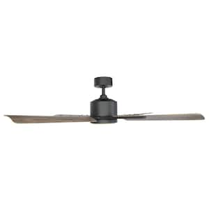 Cervantes 56 in. Smart Indoor/Outdoor Matte Black 4-Blade Standard Ceiling Fan Soft White Integrated LED/Remote