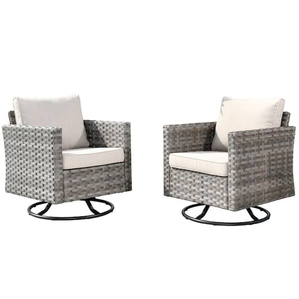 HOOOWOOO Tahoe Grey Swivel Rocking Wicker Outdoor Patio