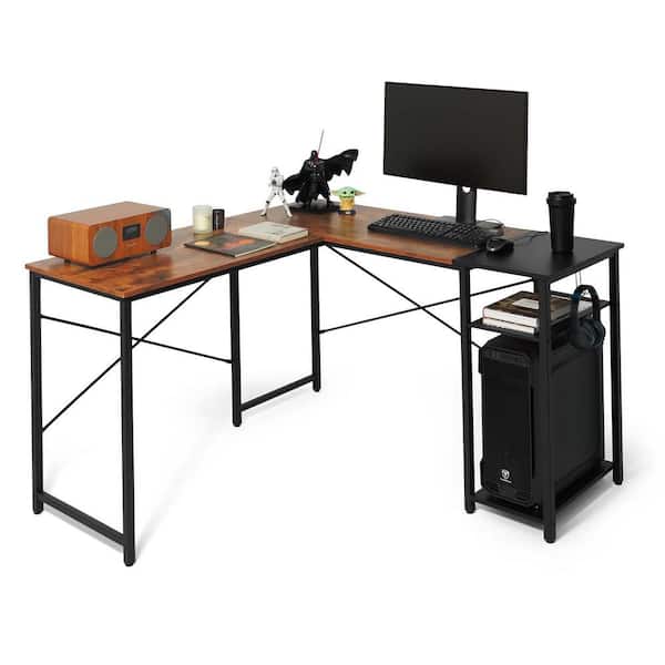 LACOO L Shaped Gaming Desk 51 in. Computer Corner Desk PC Gaming Table with  Large Monitor Riser Stand(Black) T-GD20L6BK - The Home Depot