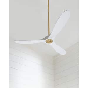 Maverick Max 70 in. Modern Indoor/Outdoor Burnished Brass Ceiling Fan with White Blades and 6-Speed Remote Control
