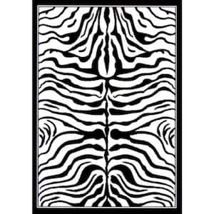 Zebra Skin White/Black 5 ft. x 7 ft. Area Rug