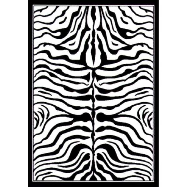 United Weavers Zebra Skin White/Black 5 ft. x 7 ft. Area Rug