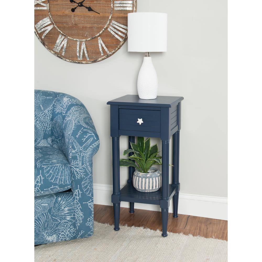 Sam 14 in. Natural Brown Rectangle Wood Top End Table with Drawer and Shelf - thumbnail 10
