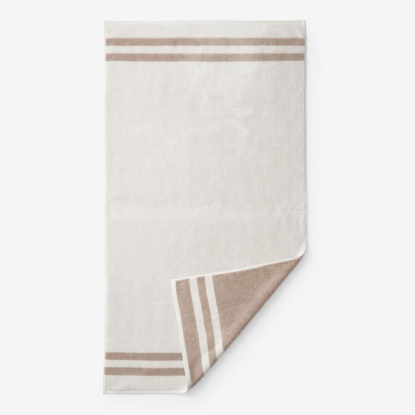 Legends Hotel Mirage Reversible Stripe Aegean Ecru Turkish Cotton Single Bath Towel
