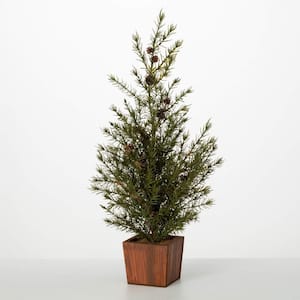 25 .25 in. Artificial Potted Cedar Pinecone Christmas Tree