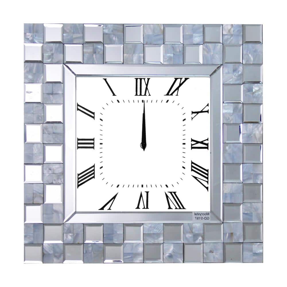 Nasa Square Mirrored Wall Clock with Geometric Frame