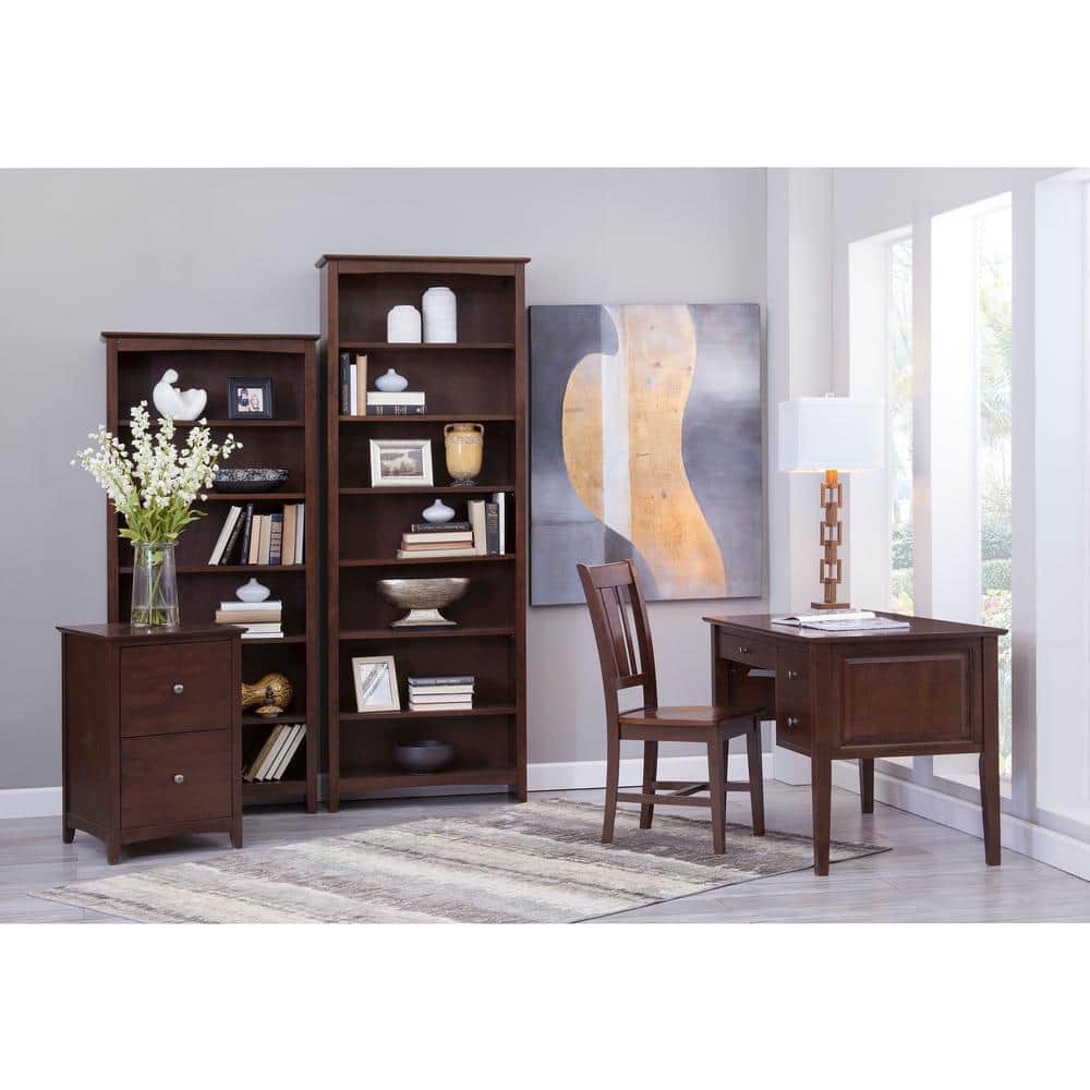 Espresso Adjustable Solid Wood Shaker Bookshelf