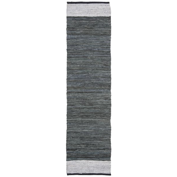 Vintage Leather Gray/Silver 2 ft. x 6 ft. Solid Runner Rug