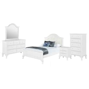 Jenna 5-Piece White Full Panel Bedroom Set