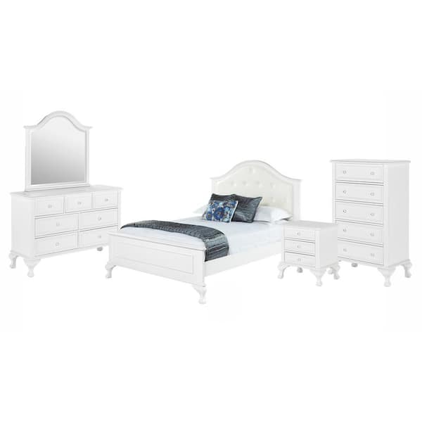 Picket House Furnishings Jenna 5-Piece White Full Panel Bedroom Set
