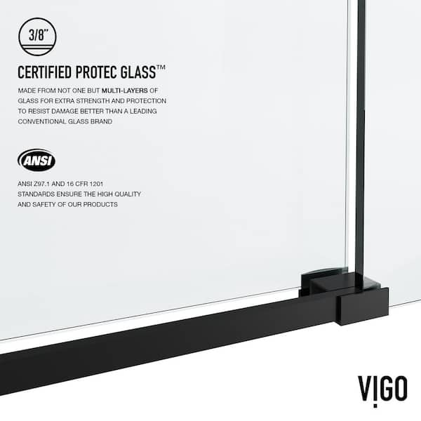 Elan Hart 56 to 60 in. W x 76 in. H Sliding Frameless Shower Door in Matte Black with 3/8 in. (10mm) Clear Glass