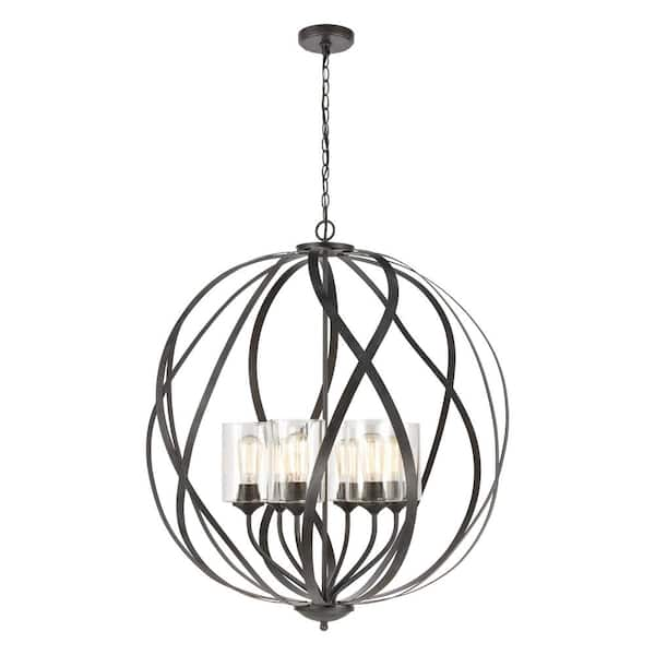 Titan Lighting Daisy 6-Light Midnight Bronze Chandelier with Glass ...