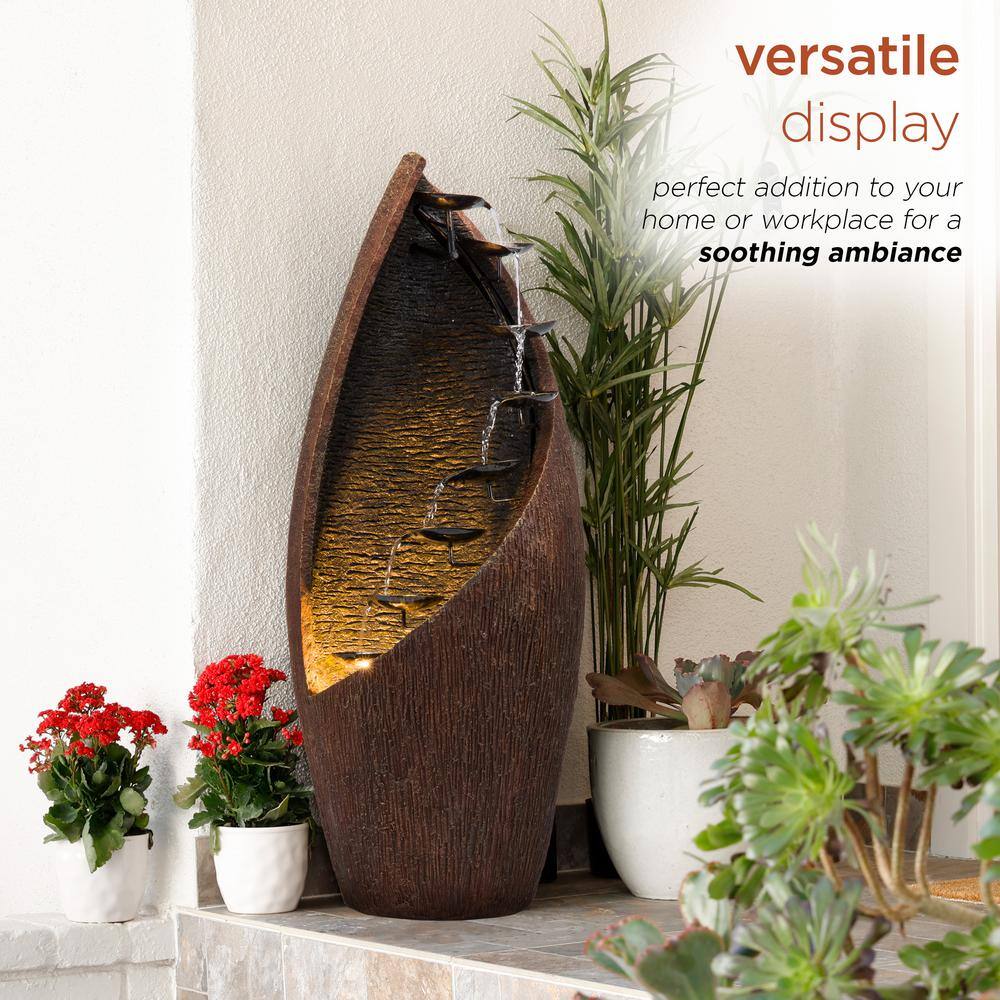 Brown Fiberglass Indoor/Outdoor Fountain with Light