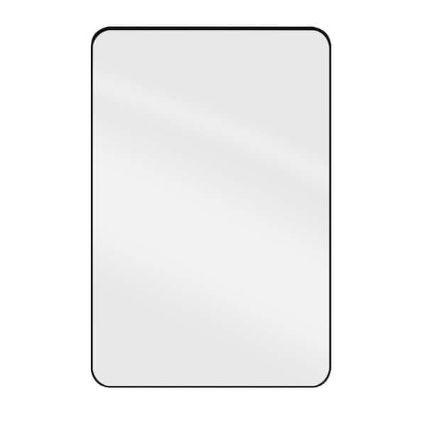 WELLFOR 24 in. W x 36 in. H Rectangle Aluminum Alloy Framed Wall Bathroom Vanity Mirror in Black