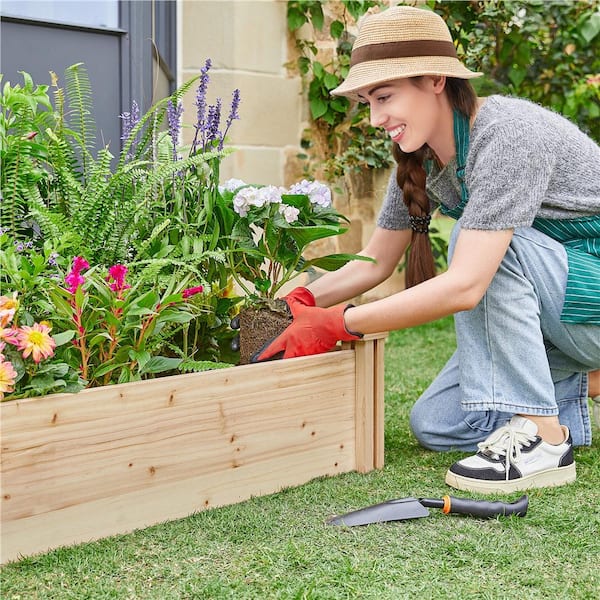 8 ft. x 2 ft. Wooden Raised Bed Divisible Planter Box for Vegetable, Flower, Greens & Planting DYkdtk0001 - The Home Depot