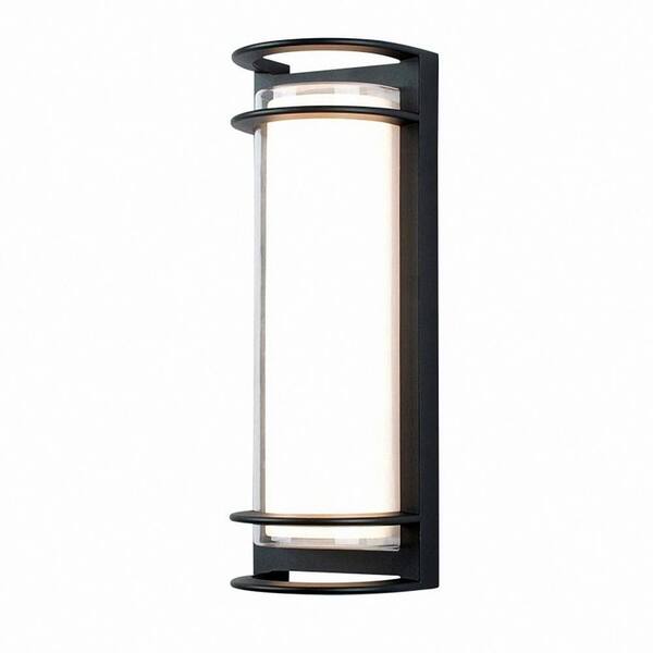 YANSUN 6.22 in. 1-Light Black Outdoor Integrated LED Outdoor Hardwired Wall Sconce with Cylinder Shade