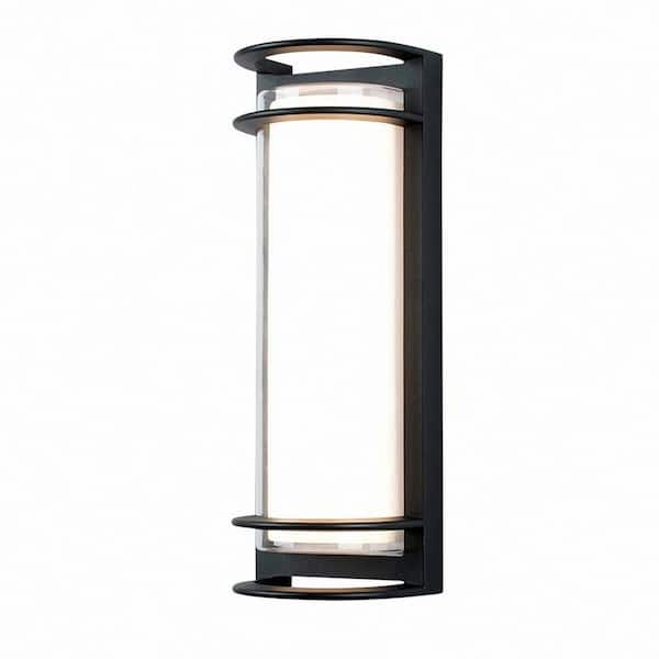 6.22 in. 1-Light Black Outdoor Integrated LED Outdoor Hardwired Wall Sconce with Cylinder Shade