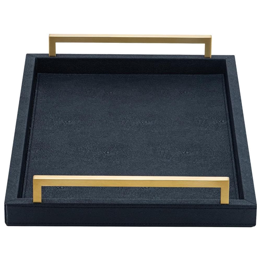 17 x 12 in. Serving Tray with Brushed Gold Handles, Faux Leather Shagreen, Black, 1 Piece price history on PriceWatchPro